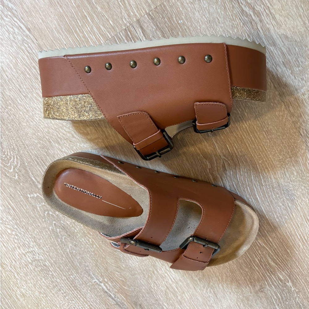 Brown Leather Sandals with Buckle